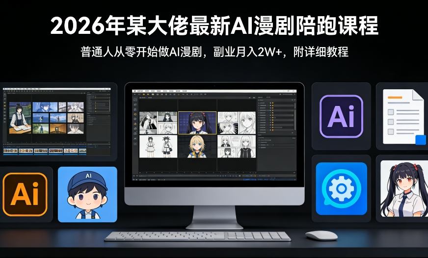 26年某大佬最新Ai漫剧陪跑课程，普通人从零开始做AI漫剧，副业月入2W+-闲赋网