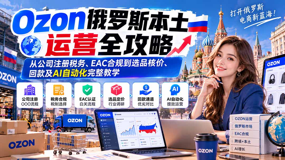 5c832e2683bfeac0ebbd0e1d4673284f.jpeg Ozon俄罗斯本土运营全攻略:从公司注册税务、EAC合规到选品核价、回款及AI自动化完整教学
