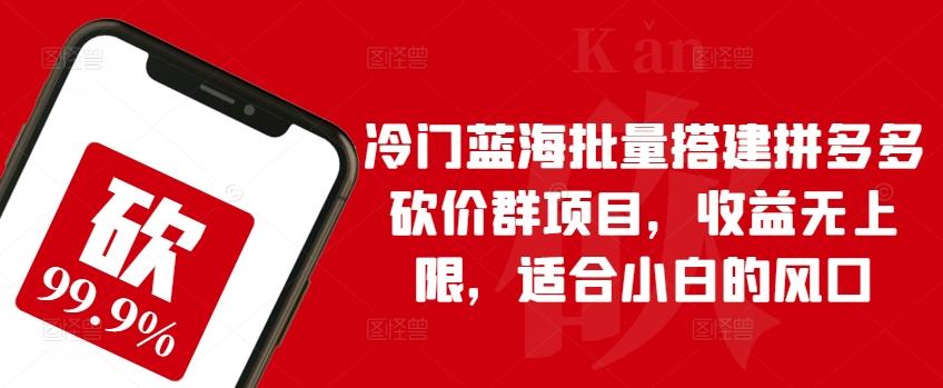 冷门蓝海批量搭建拼多多砍价群项目，收益无上限，适合小白的风口【揭秘】-闲赋网