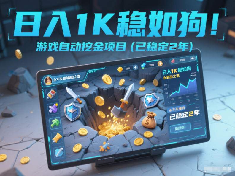 日入1K稳如狗！游戏自动挖金项目(已稳定2年)，永不失业的副业之选【揭秘】-闲赋网