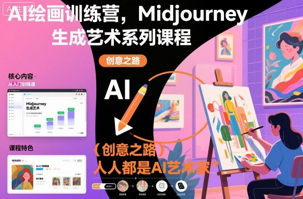 AI绘画训练营，Midjourney生成艺术系列课程，人人都是AI艺术家-闲赋网