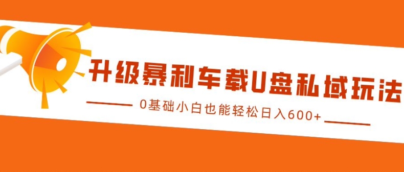 升级暴利车载U盘私域玩法，0基础小白也能轻松日入多张【揭秘】-闲赋网