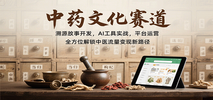 中药文化赛道：溯源故事开发，AI工具实战，平台运营，全方位解锁中医流量变现新路径-闲赋网