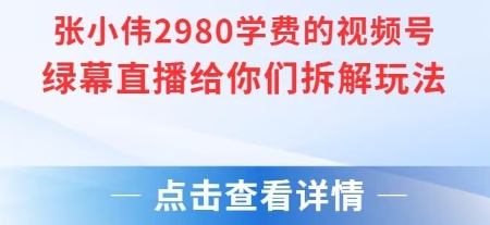 张小伟2980付费额视频号绿幕直播给你们拆解玩法-闲赋网