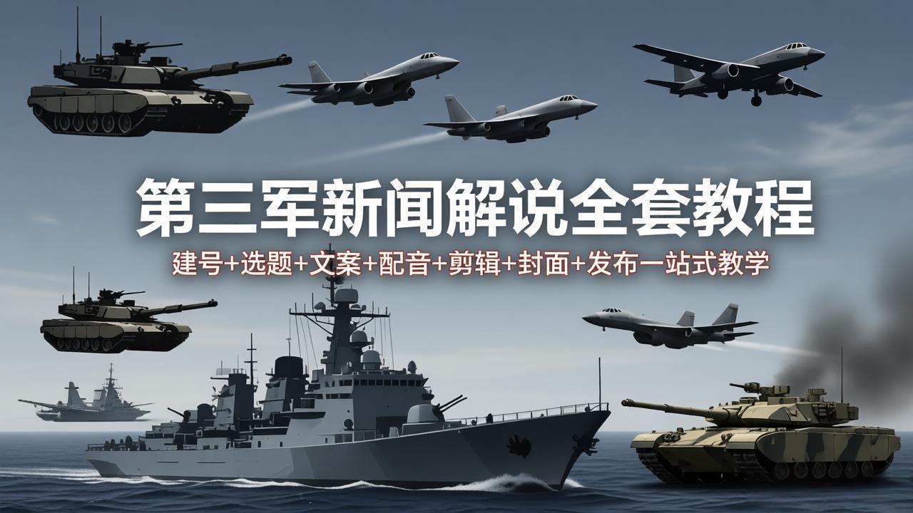 第三军迷新闻解说全套教程：建号+选题+文案+配音+剪辑+封面+发布一站式教学-闲赋网