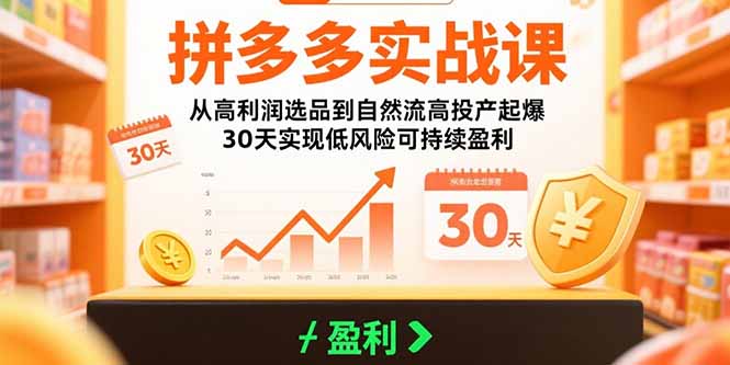 5fb27c6f7f54293b62d0c2df9ec36c1f.jpeg 拼多多实战课:从高利润选品到自然流高投产起爆 30天实现低风险可持续盈利