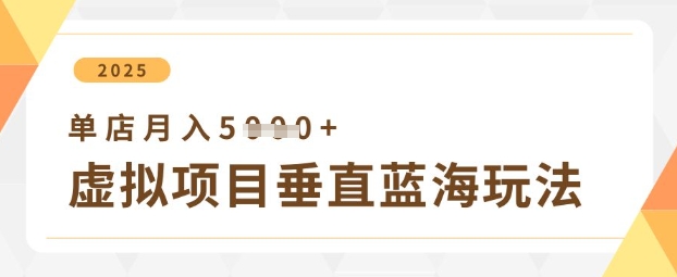 虚拟项目垂直玩法，实现单店月入5k+-闲赋网