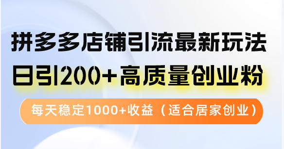 拼多多店铺引流最新玩法，日引200+高质量创业粉，每天稳定1000+收益(…-闲赋网