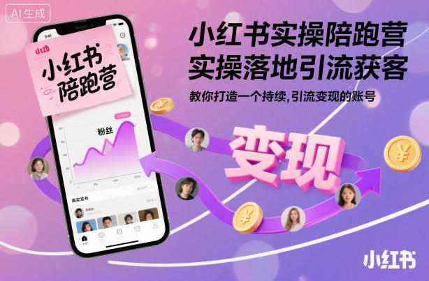 小红书实操陪跑营，实操落地引流获客，教你打造一个持续引流变现的账号-闲赋网