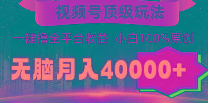 (9281期)视频号顶级玩法，无脑月入40000+，一键撸全平台收益，纯小白也能100%原创-闲赋网