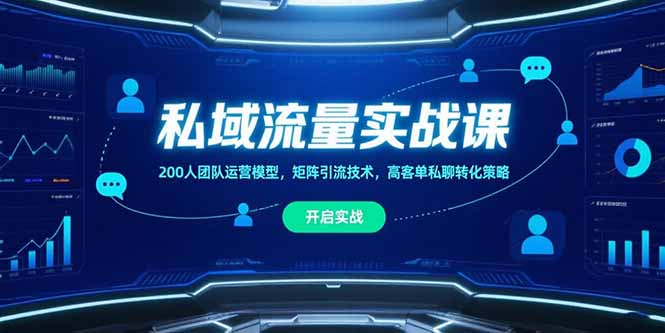 私域流量实战课，200人团队运营模型，矩阵引流技术，高客单私聊转化策略-闲赋网