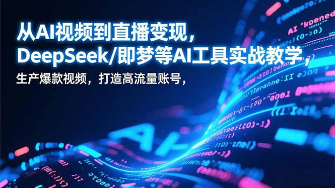 从AI视频到直播变现，DeepSeek/即梦等AI工具实战教学，生产爆款视频，打造高流量账号-闲赋网