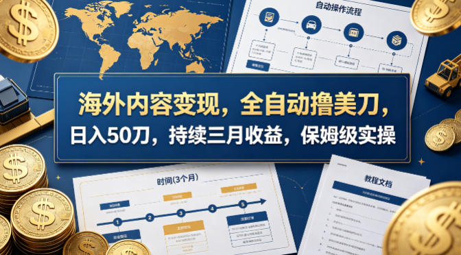 海外内容变现，全自动撸美刀，日入50刀，持续三月收益，保姆级实操【揭秘】-闲赋网