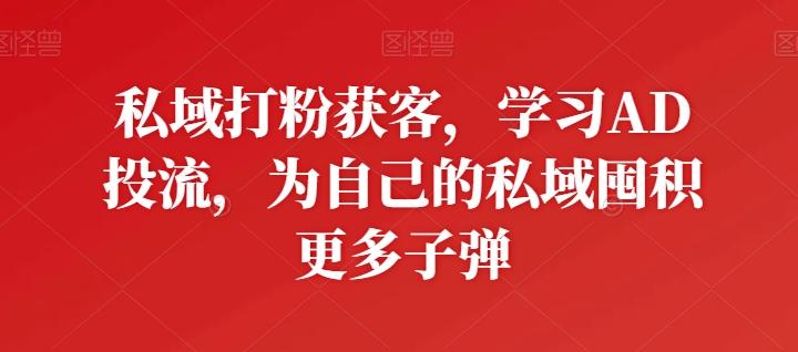 私域打粉获客，学习AD投流，为自己的私域囤积更多子弹-闲赋网