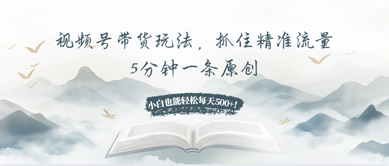 视频号带货玩法，抓住精准流量，5分钟一条原创，小白也能轻松每天500+！-闲赋网