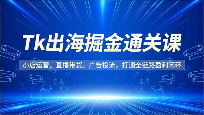 Tk出海掘金通关课，小店运营、直播带货、广告投流，打通全链路盈利闭环-闲赋网
