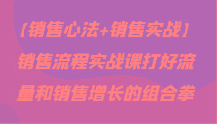 【销售心法+销售实战】销售流程实战课打好流量和销售增长的组合拳-闲赋网