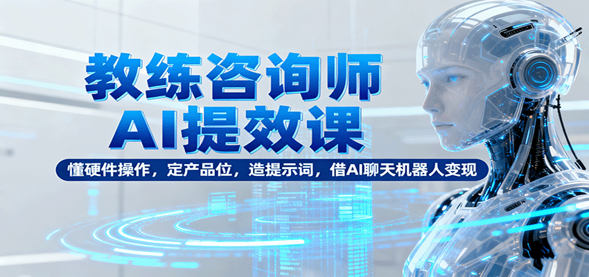 教练咨询师AI提效课：懂硬件操作，定产品位，造提示词，借AI聊天机器人变现-闲赋网