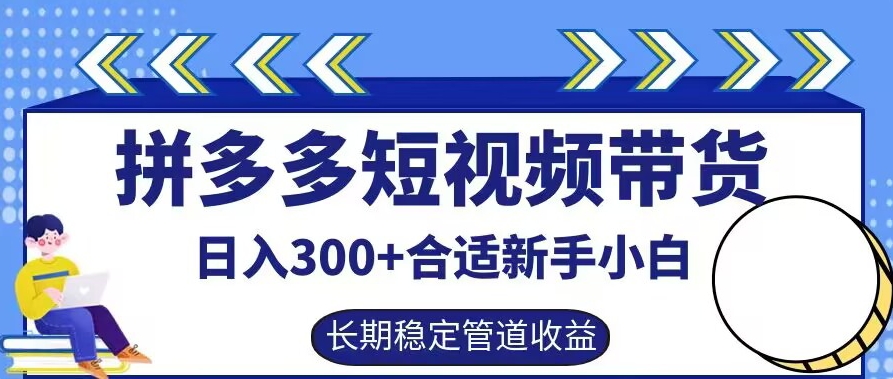 拼多多短视频带货日入300+有长期稳定被动收益，合适新手小白【揭秘】-闲赋网