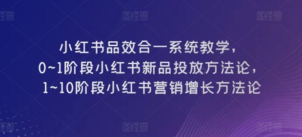 小红书品效合一系统教学，​0~1阶段小红书新品投放方法论，​1~10阶段小红书营销增长方法论-闲赋网