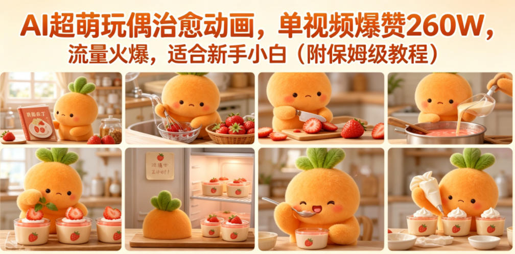 66a744d60b84164e98fbe12680174548.jpeg AI超萌玩偶治愈动画,单视频爆赞260W,流量火爆,适合新手小白(附保姆级教程)