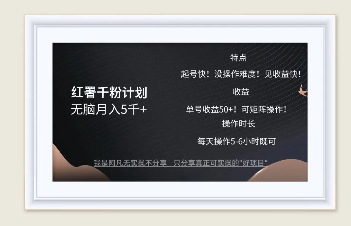 红薯千粉计划无脑月入5千+！既做既赚！-闲赋网