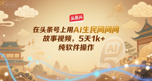 在头条号上用AI生民间故事视频，5天1k+，纯软件操作-闲赋网