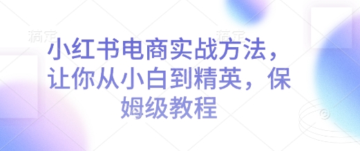 小红书电商实战方法，让你从小白到精英，保姆级教程-闲赋网