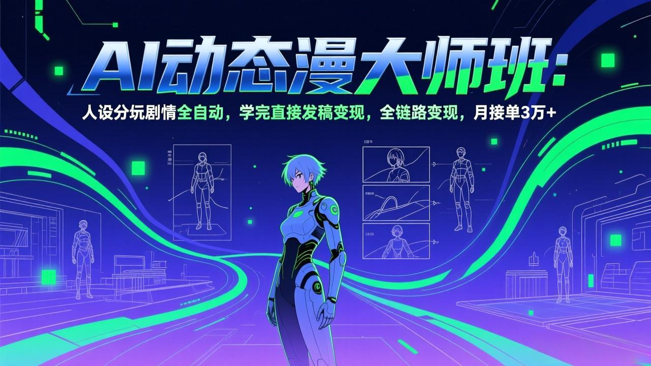 AI动态漫剧大师班：人设分镜剧情全自动，学完直接发稿变现，全链路变现，月接单3万+-闲赋网