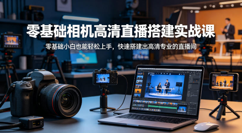 零基础相机高清直播间搭建实战课，小白也能轻松上手，快速搭建出高清专业的直播间-闲赋网