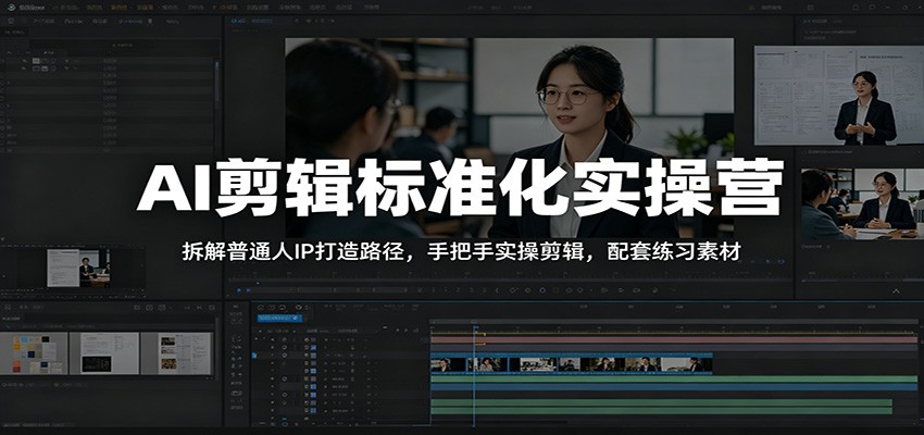 AI剪辑标准化实操营：拆解普通人IP打造路径，手把手实操剪辑，配套练习素材-闲赋网