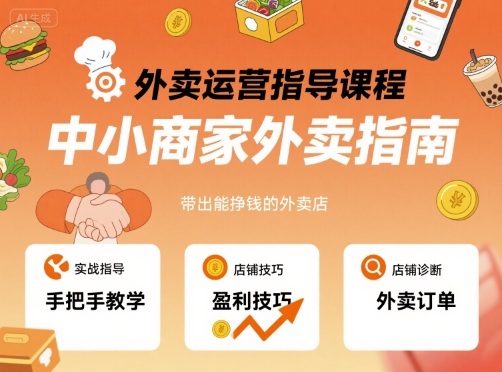 外卖运营指导课程，中小商家外卖指南，手把手带出能挣钱的外卖店-闲赋网