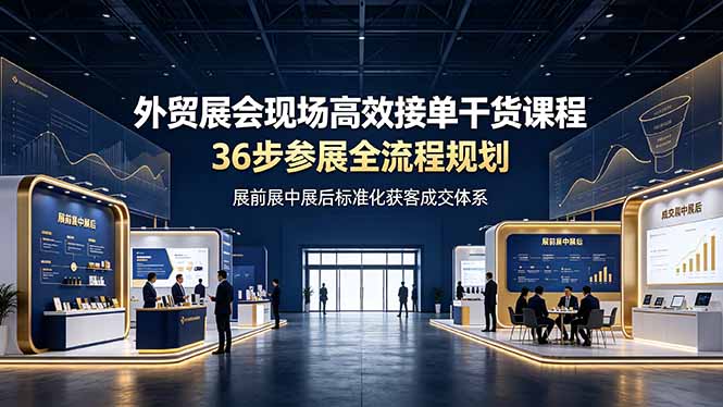 外贸展会现场高效接单干货课程，36步参展全流程规划，展前展中展后标准化获客成交体系-闲赋网