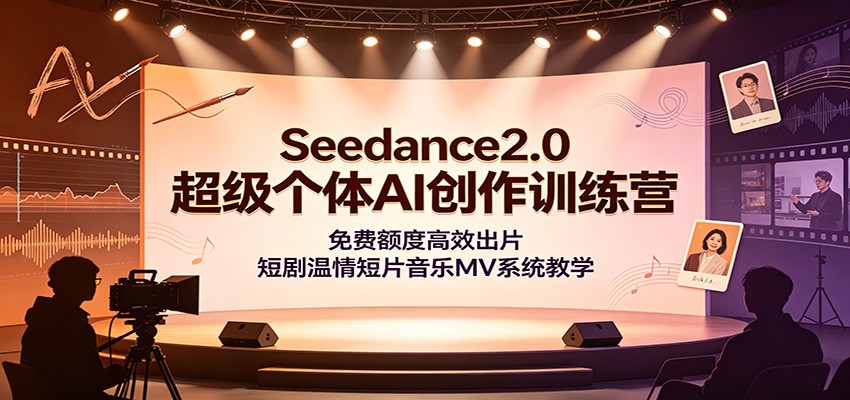 Seedance2.0超级个体AI创作训练营：免费额度高效出片，短剧温情短片音乐MV系统教学-闲赋网