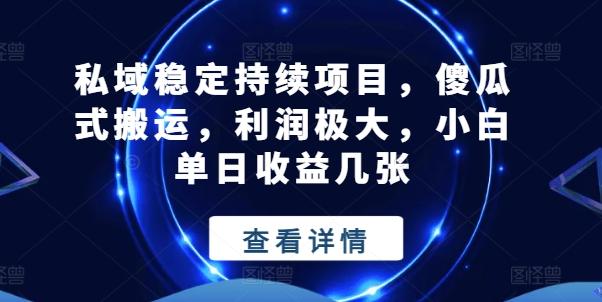 私域稳定持续项目，傻瓜式搬运，利润极大，小白单日收益几张【揭秘】-闲赋网