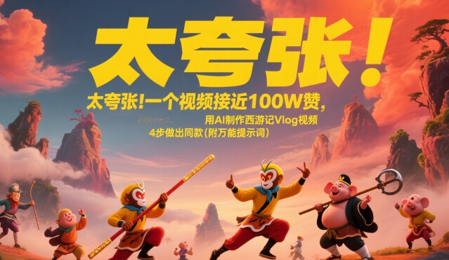 太夸张！一个视频接近100W赞，用AI制作西游记Vlog视频，全流程拆解来了(附万能提示词)-闲赋网