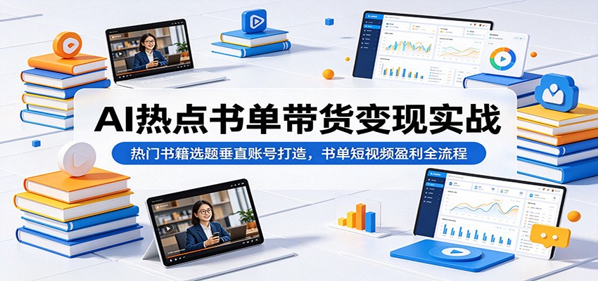 AI热点书单带货变现实战：热门书籍选题垂直账号打造，书单短视频盈利全流程-闲赋网