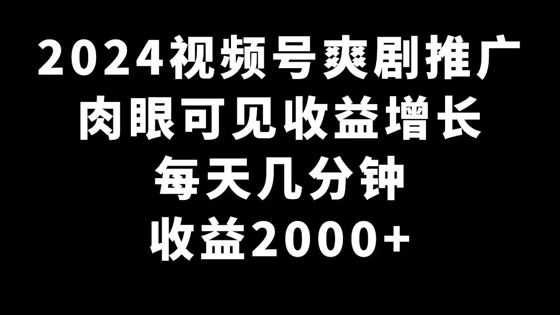 2024视频号爽剧推广，肉眼可见的收益增长，每天几分钟收益2000+-闲赋网