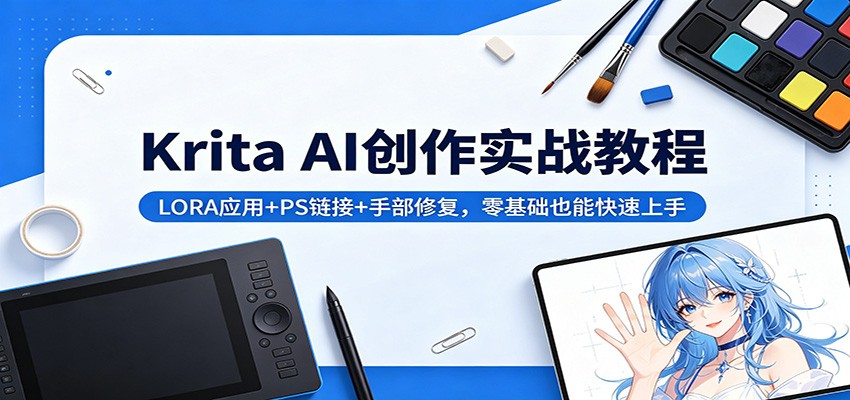 Krita AI创作实战教程：LORA应用+PS链接+手部修复，零基础也能快速上手-闲赋网
