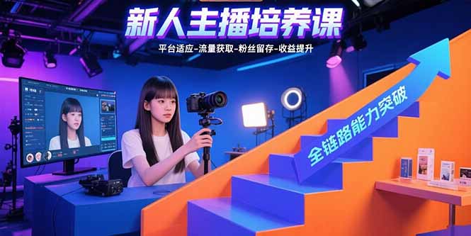 新人主播培养课：平台适应-流量获取-粉丝留存-收益提升 全链路能力突破-闲赋网