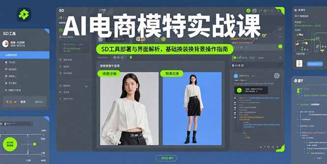 AI电商模特实战课，SD工具部署与界面解析，基础换装换背景操作指南-闲赋网