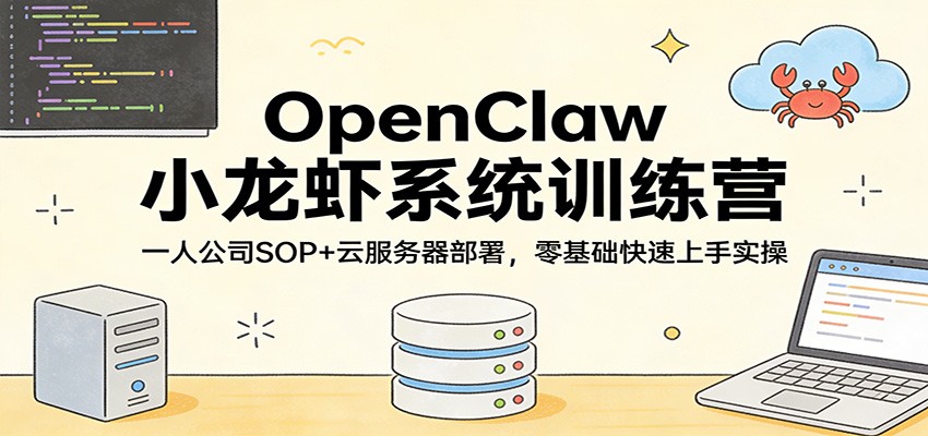 OpenClaw小龙虾系统训练营：一人公司SOP，云服务器部署，零基础快速上手实操-闲赋网