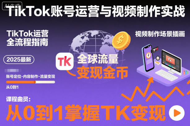 2025最新TikTok账号运营与视频制作实战全流程，从0到1掌握TK变现(含11月最新TK搬运技术)-闲赋网