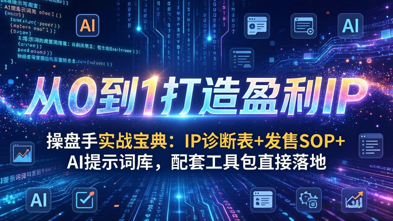 操盘手实战宝典：IP诊断表+发售SOP+AI提示词库，配套工具包直接落地，从0到1打造盈利IP-闲赋网