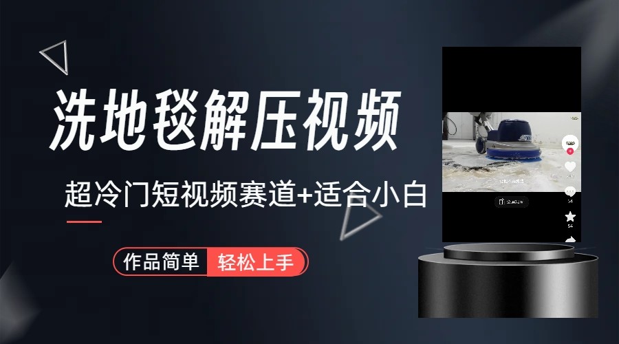 超冷门抖音赛道-清洗地毯解压视频-简单无脑怼作品-闲赋网