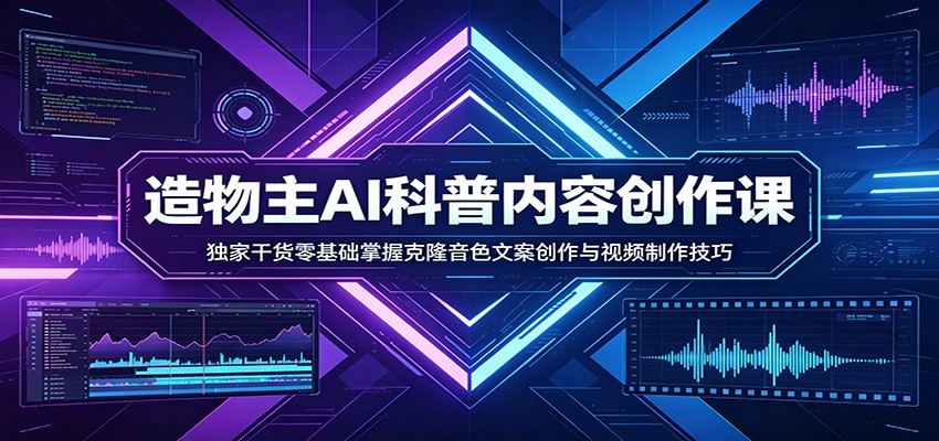 AI科普内容创作课:独家干货零基础掌握克隆音色文案创作与视频制作技巧-闲赋网