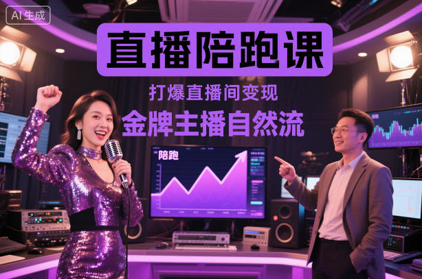 直播陪跑课，金牌主播自然流打爆直播间，复制高变现玩法-闲赋网
