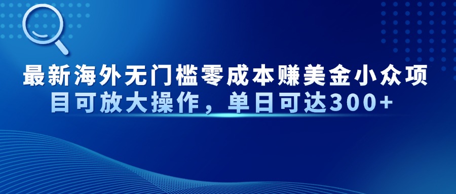 最新海外无门槛零成本赚美金小众项目可放大操作，单日可达300+-闲赋网