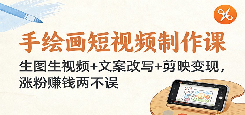 手绘画短视频制作课：生图生视频+文案改写+剪映变现，涨粉赚钱两不误-闲赋网