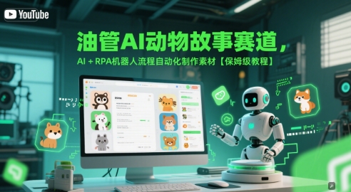 油管AI动物故事赛道，AI+RPA机器人流程自动化制作素材【保姆级教程】-闲赋网